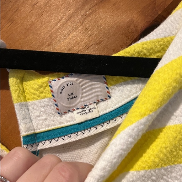 Anthropologie Postmark Edie yellow and white striped swing tee w/flutter sleeves - Picture 2 of 3